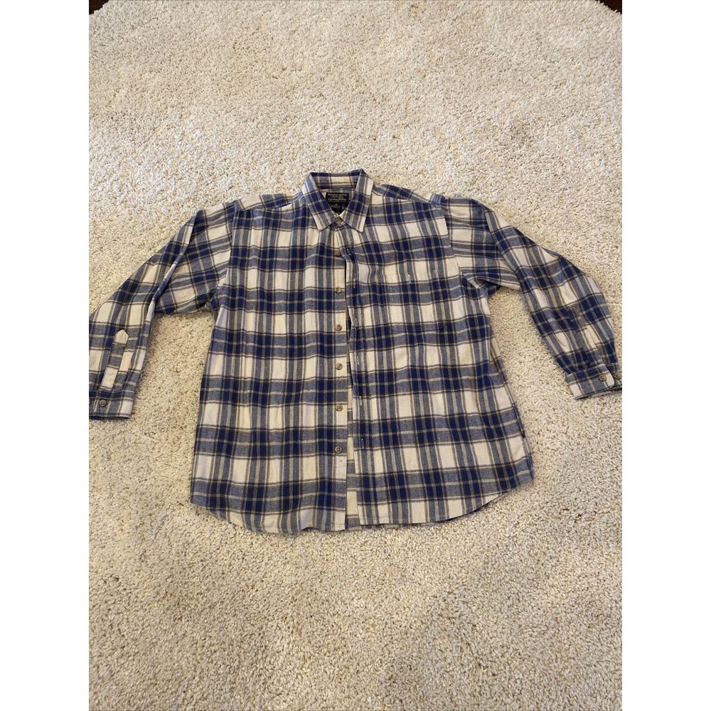 Moose Creek Men's Flannel Long sleeve Shirt Plaid Blue Button up XL